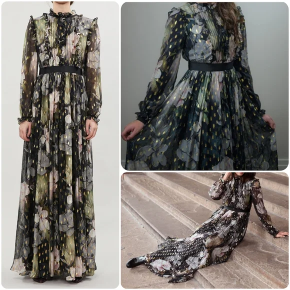 SOLD LIKE NEW TED BAKER HTF SILK BLEND HUNNIE MAXI DRESS - Picture 9 of 9